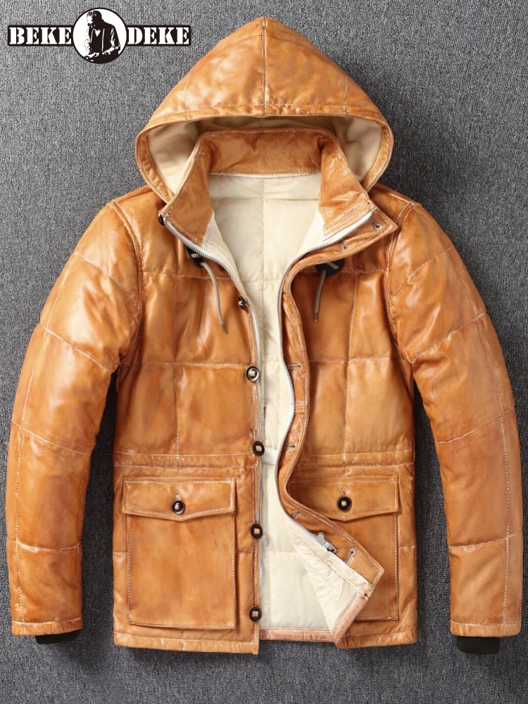 Winter Herren Schafsleder Echt – Leather Work Jacket With Hood Bewertung und Preis