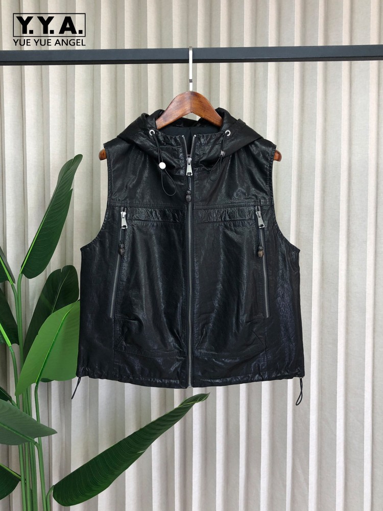 Damen Arbeitsweste aus echtem  – Leather Work Jacket With Hood Bewertung und Preis