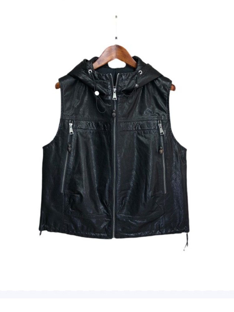 Damen Arbeitsweste aus echtem  – Leather Work Jacket With Hood Bewertung und Preis