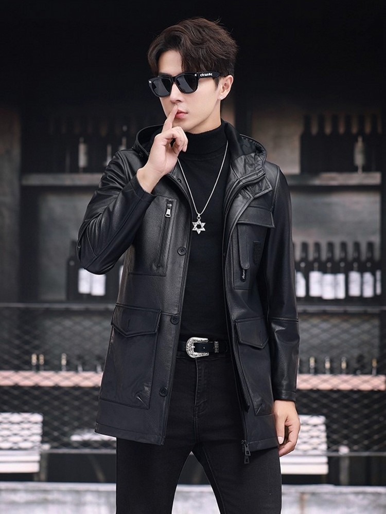 Winter Business Männer Arbeit  – Leather Work Jacket With Hood Bewertung und Preis