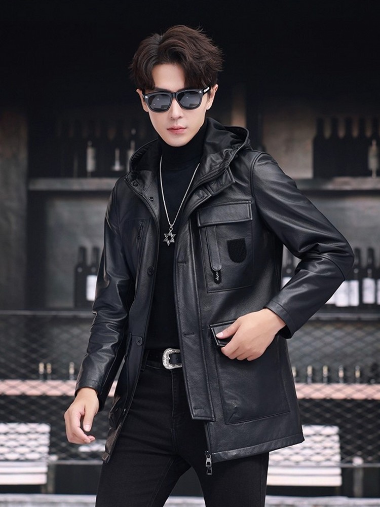 Winter Business Männer Arbeit  – Leather Work Jacket With Hood Bewertung und Preis
