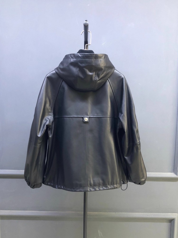Bestseller Herbst Damen Natürl – Leather Work Jacket With Hood Bewertung und Preis