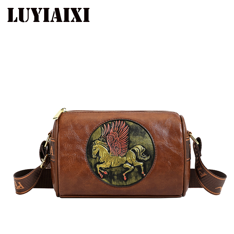 Retro-Schultertasche aus geprä – Leatherwork Flowers Bewertung und Preis