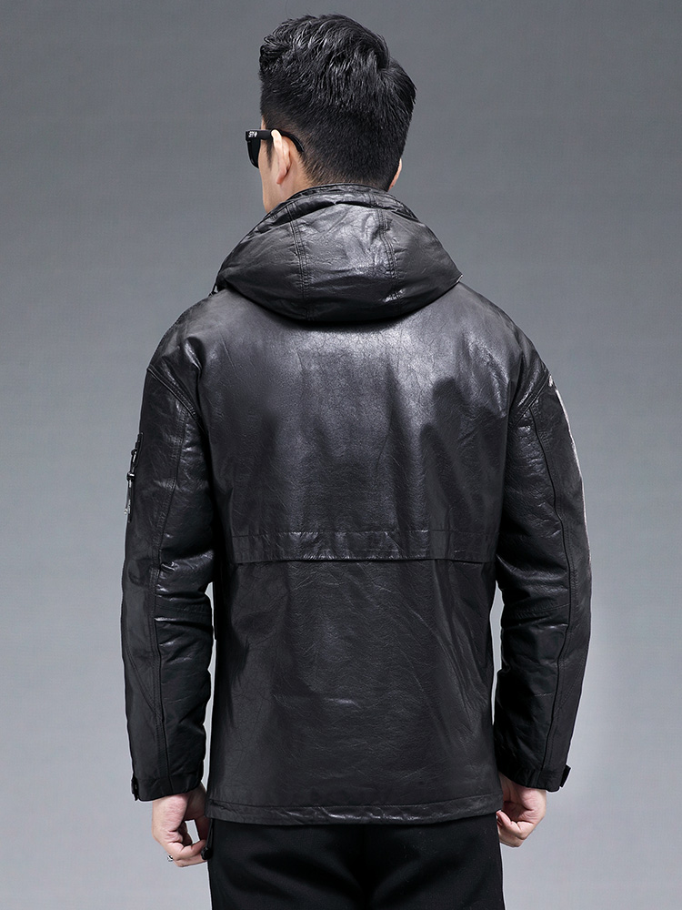 Winter Männer Warme Echt Ziege – Leather Work Jacket With Hood Bewertung und Preis