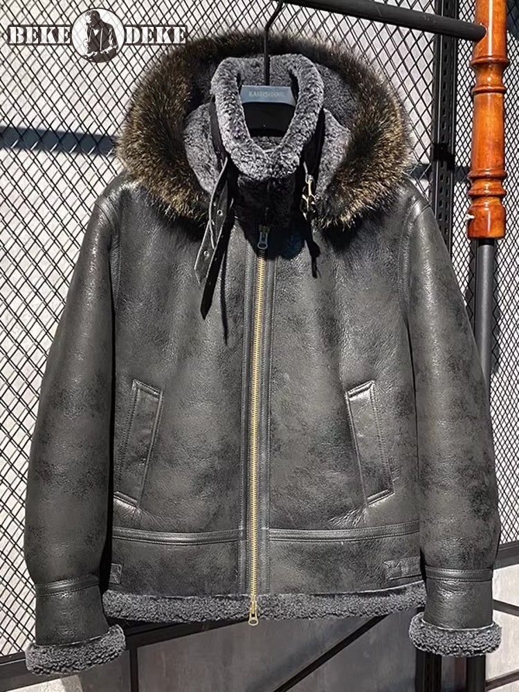 Herren Winter Warme Wollfutter – Leather Work Jacket With Hood Bewertung und Preis